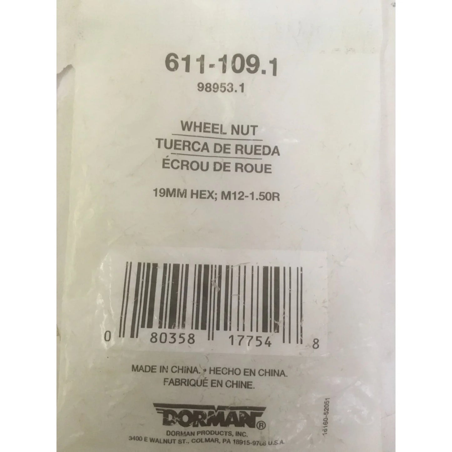 Dorman 611-109.1 98953.1 Wheel Nut - A+ Stuff