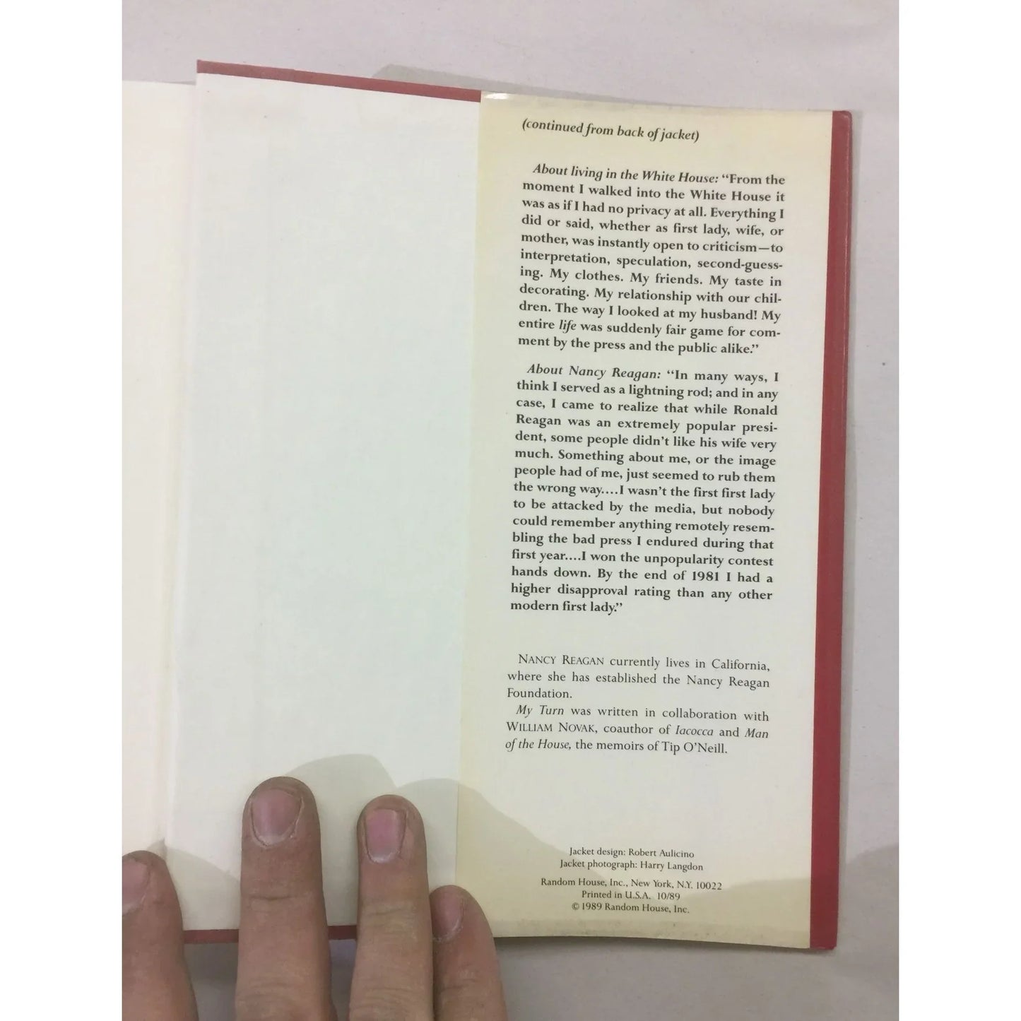 MY TURN THE MEMOIRS OF NANCY REAGAN WITH WILLIAM NOVAK BOOK - A+ Stuff