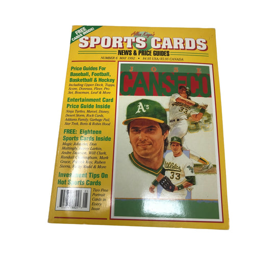 Vintage Sports Cards Magazine May 1992 Jose Canseco w/ Cards
