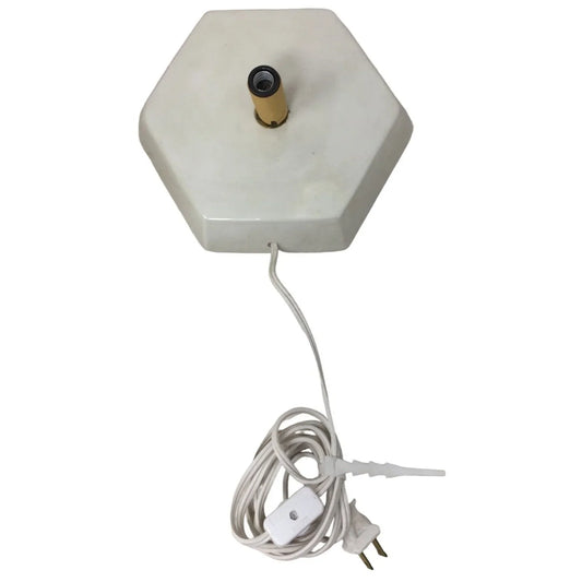 White Ceramic Full Hexagon Corded Lamp Base (No bulb) A+ Stuff A+ Stuff