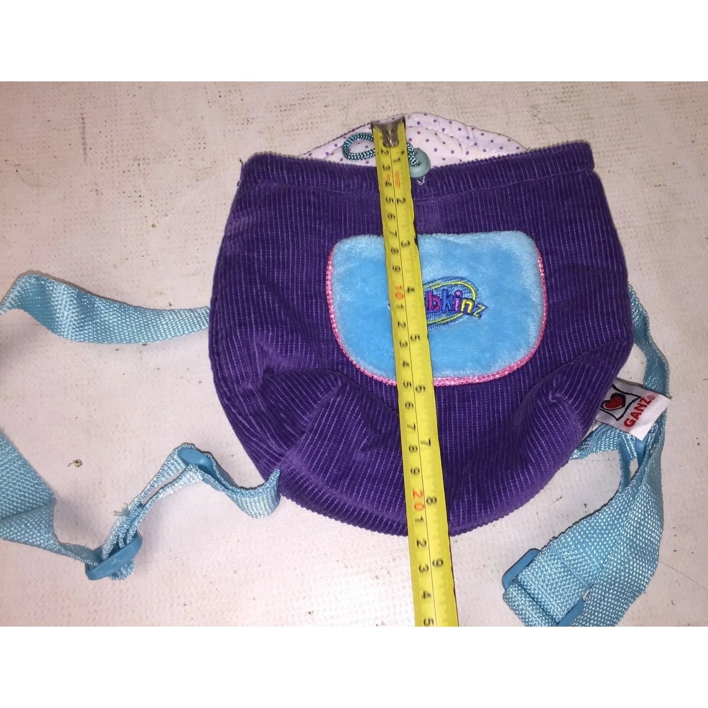 Vintage White Stuffed Animal Bear in GANZ Webkinz knapsack carrier - A+ Stuff