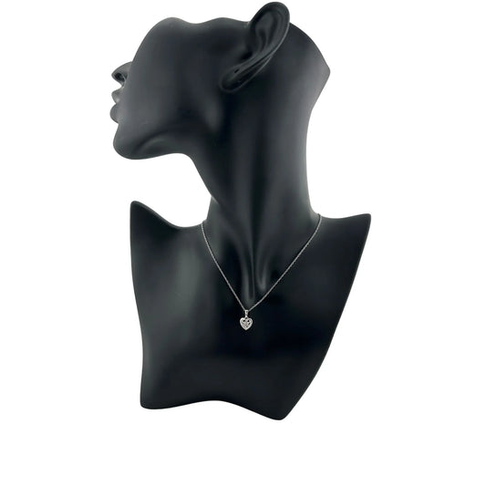 Beautifully Simple Heart Shaped Diamond Necklace - Sterling Silver Setting & Chain - - A+ Stuff