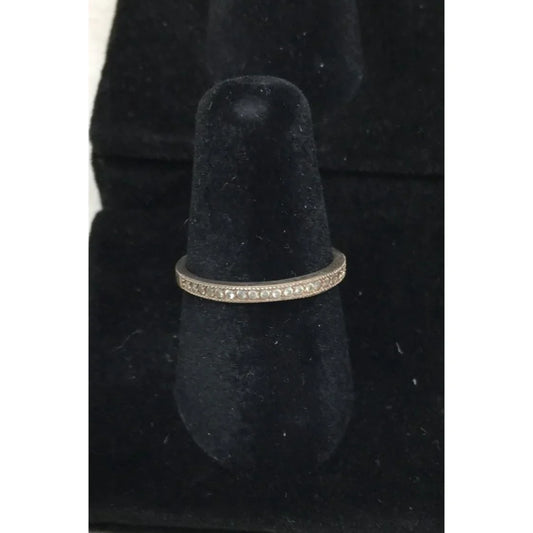 Womens Silver Ring with white gemstones Around it- Marked 925 (Sterling Silver) - A+ Stuff