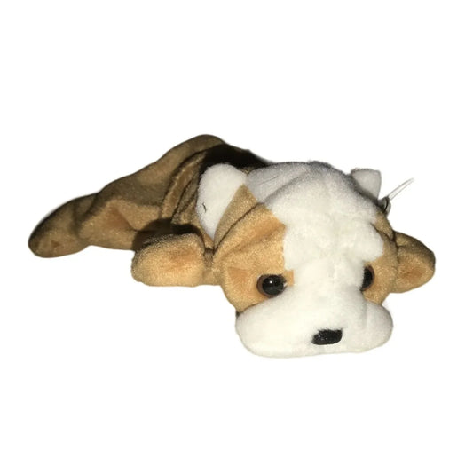 Vintage TY Beanie Original Baby with Errors- Wrinkles the Dog Brown/White Bulldog - A+ Stuff