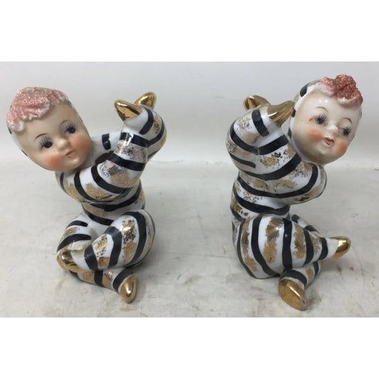2 Vintage 1950s Japan Ucagco Child Figural Candle Holders/ Bud Vases A+ Stuff A+ Stuff
