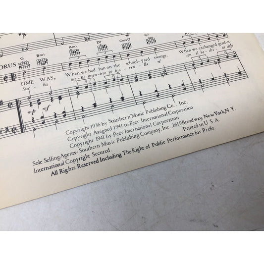 Vintage Sheet Music Piece for the Song "Time Was (Duerme)" unbranded A+ Stuff Sheet Music