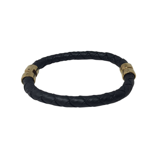 Women's Black Braided Bracelet with Gold Hardware