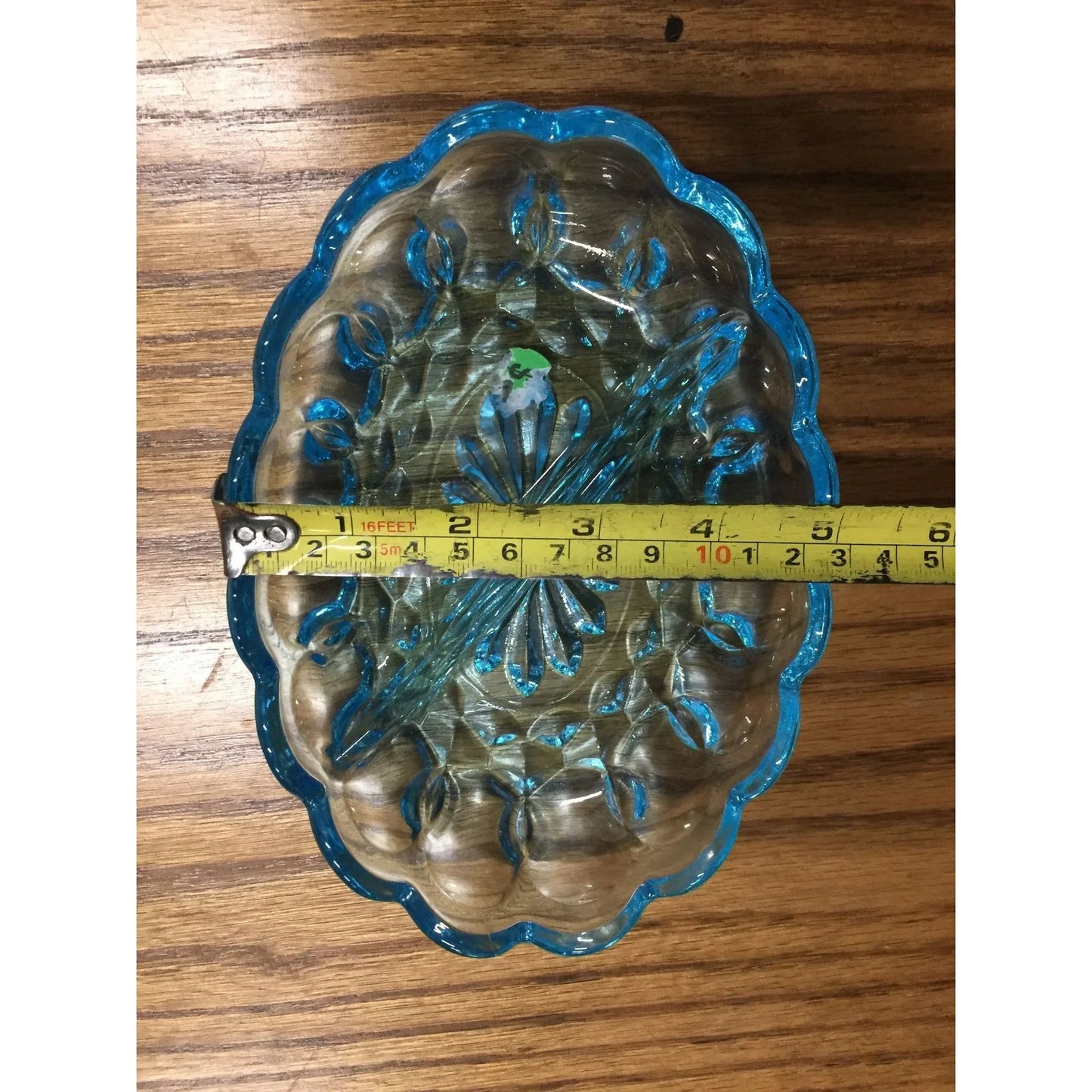 Vintage Blue Glass 2 Section Divided Relish Dish 7x5'' - A+ Stuff