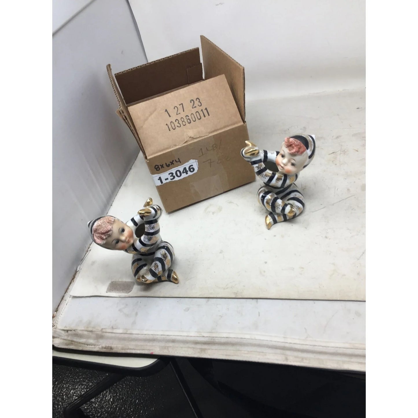 2 Vintage 1950s Japan Ucagco Child Figural Candle Holders/ Bud Vases A+ Stuff A+ Stuff