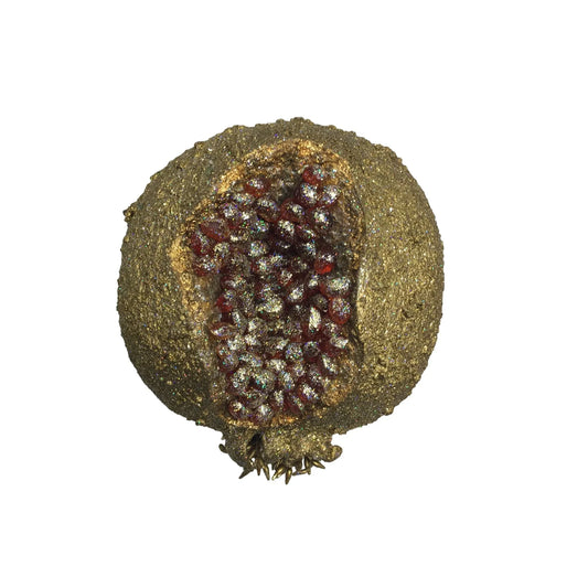 Vintage Gold Tone Pomegranate Fruit with Leaf Home Decor Accent/Piece - A+ Stuff