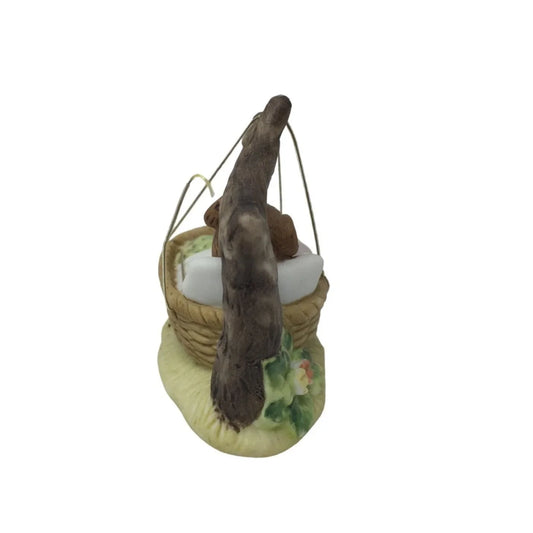 Vintage 1975 Enesco Mouse Laying in Basket Figurine E-5952 - 2x2inches - A+ Stuff