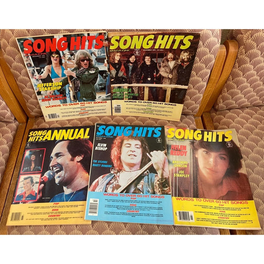 Song Hits Vintage Music and Lyrics Bundle Magazines (5) - A+ Stuff