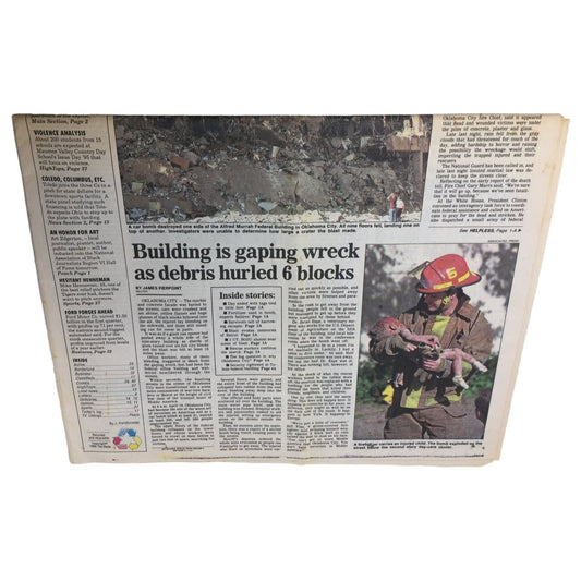 The Blade Vintage Collectible Newspaper April 20, 1995 "Terror bombers will pay, Clinton promises"