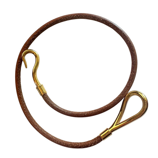 Hermès Jumbo Leather Hook Double Wrap Bangle Bracelet Choker