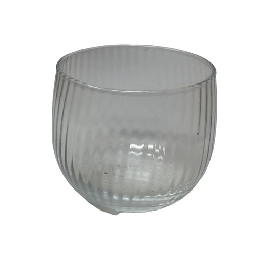 Short Textured Clear Glass Cup/Candle Holder - about 2.5'' by 3'' - A+ Stuff