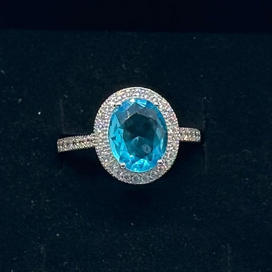 Beautiful Vibrant 3.60 Carat Swiss Blue Topaz Ring - Size 6 - Sterling Silver Setting - A+ Stuff