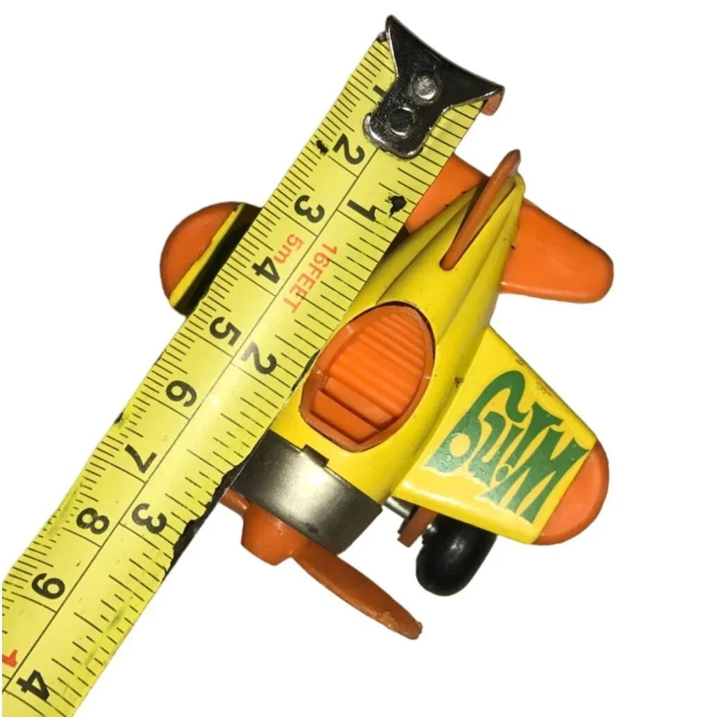 Vintage Buddy L Sky Racer Single Propeller One-Seater Airplane Yellow/Orange Die Cast Toy - A+ Stuff