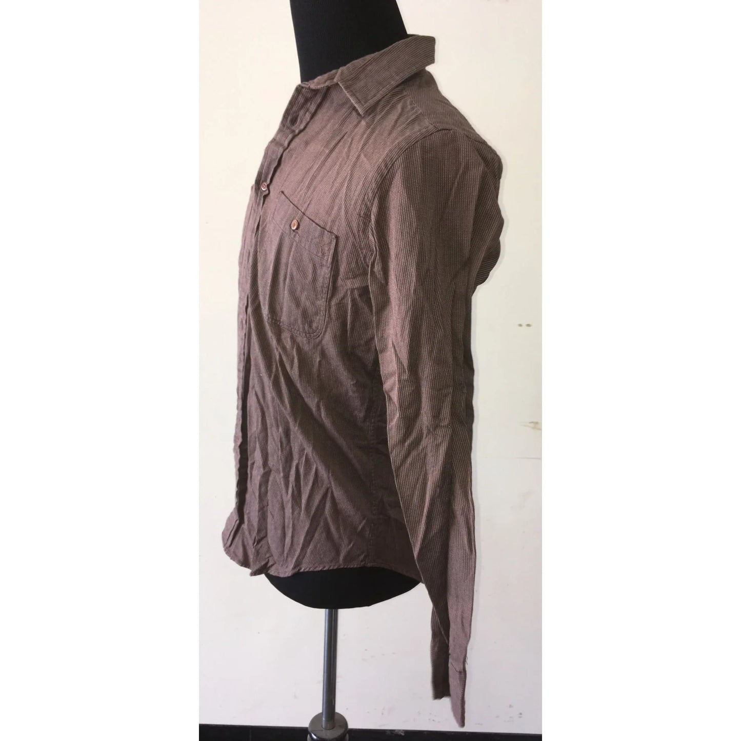 Calvin Klein Mens Size Medium Brown Button Down Dress Shirt - A+ Stuff