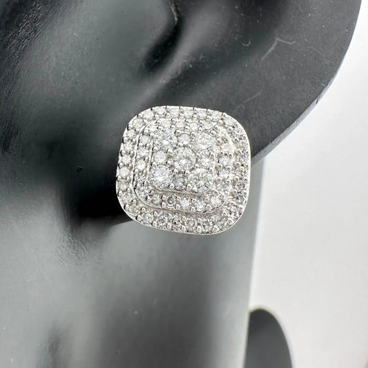Radiant 1.00 Carat VS Lab Diamond Earrings - Sterling Silver Setting with Digital Appraisal & Light Up Gift Box - A+ Stuff
