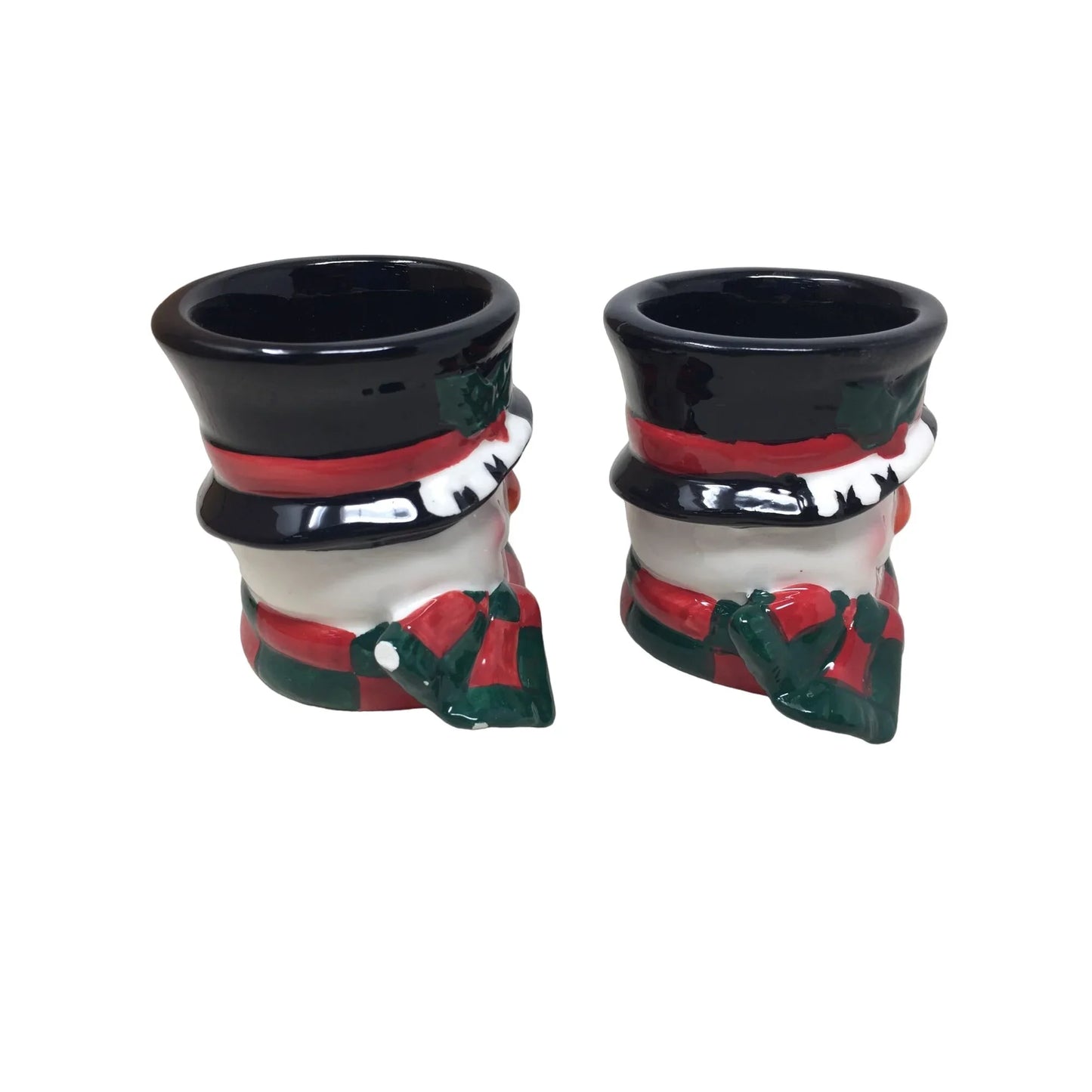 Holiday Time 2 pc Hand-painted Ceramic Snowman T-light Candle Holders - A+ Stuff