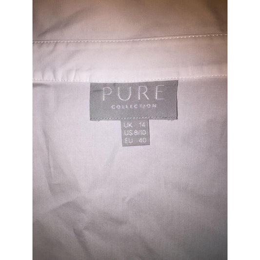 Women's Pure Collection Size 8/10 Collared White Button Down Shirt - A+ Stuff