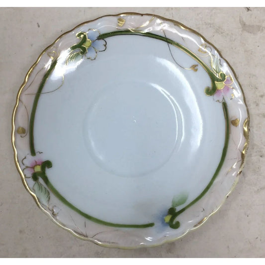 Small Saucer Plate with Floral Design and Gold Rim A+ Stuff A+ Stuff