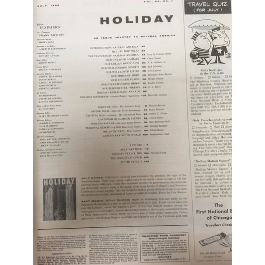 Vintage Holiday Magazine July 1958 Volume 24 No. 1 - A+ Stuff