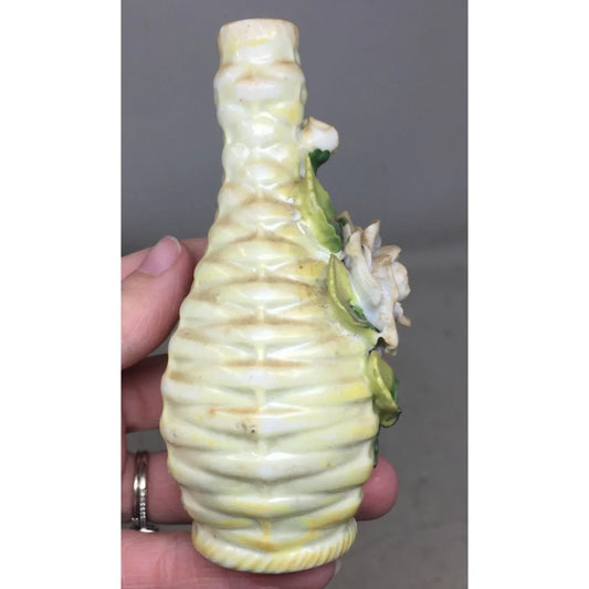 Vintage Ceramic Miniature Bud Vase with Floral Accents - A+ Stuff