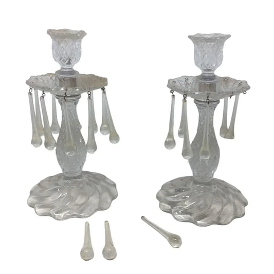 2 Vintage Crystal Glass Candle Holders (Broken/Chipped Pieces) - A+ Stuff
