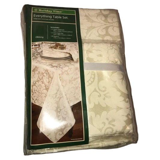 Holiday Time Everything Table Set Comes w/ Tablecloth, Vinyl Table Pad & Napkins- New - A+ Stuff