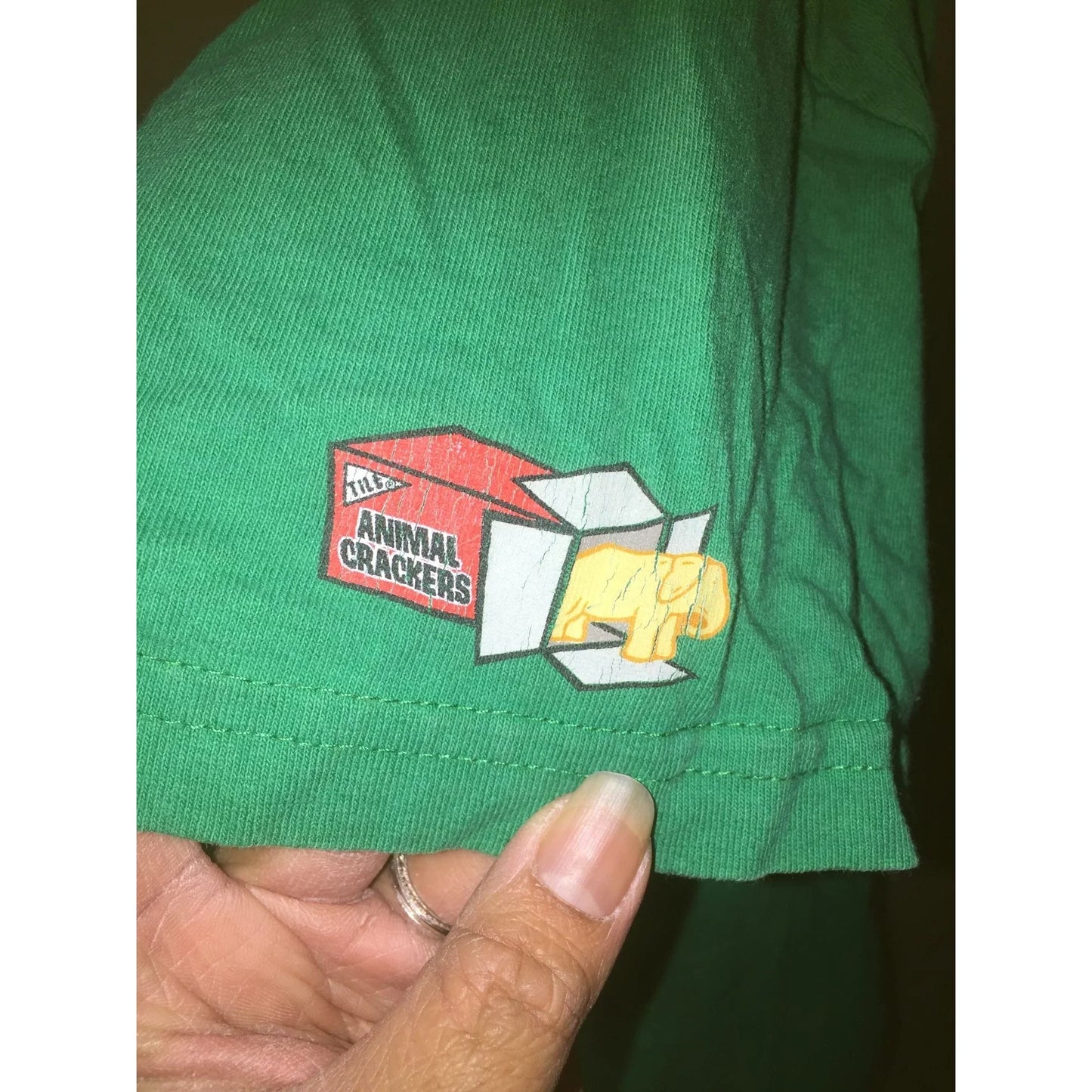 Unisex kid's Size Large Green Animal Cracker T-Shirt - A+ Stuff