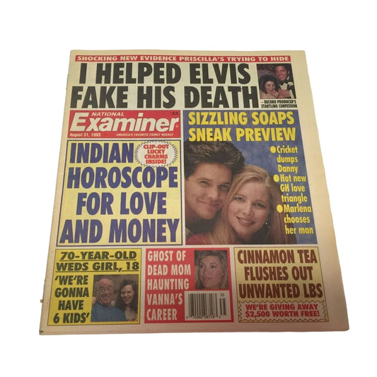 Vintage National Examiner Aug 31, 1993 I Helped Elvis Fake His Death - A+ Stuff