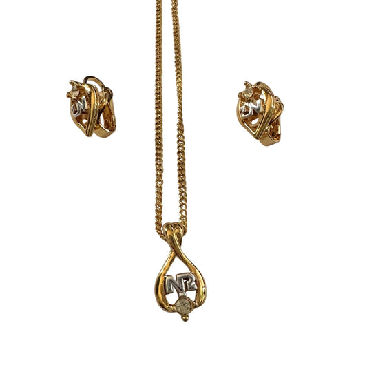Nina Ricci Necklace nad Earrings Set NR Rhinestone