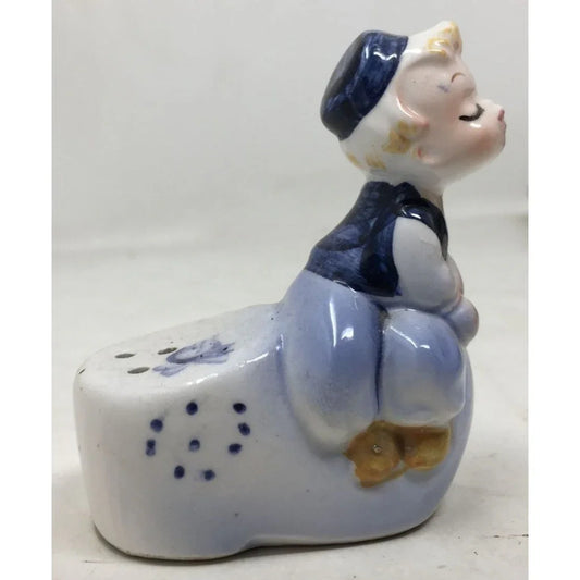 Vintage Adriane Japan Ceramic Blue/White Kissing Dutch Boy Salt/Pepper Shaker Adriane Japan A+ Stuff