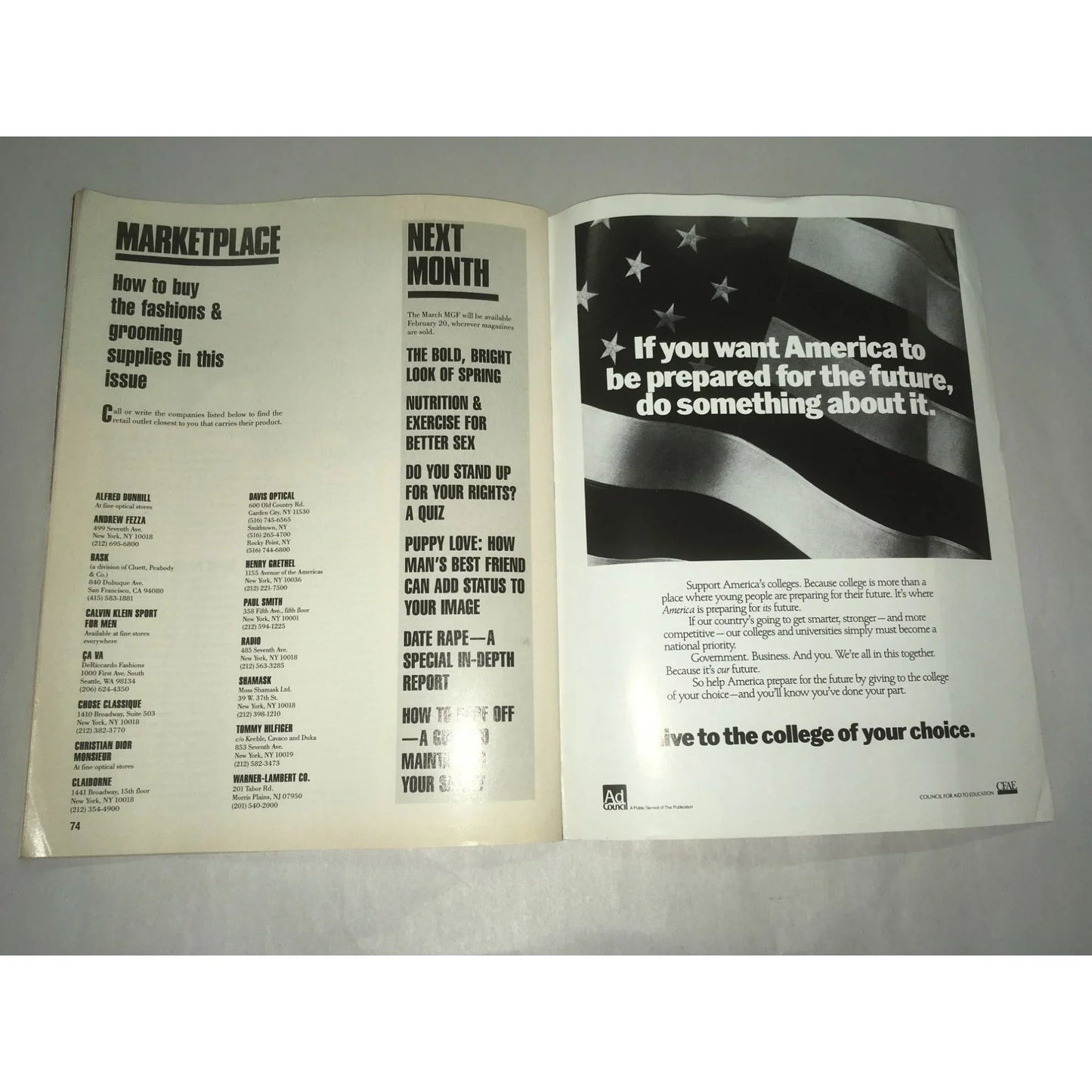 Vintage 1989 MGF Men's Guide To Fashion Magazine - A+ Stuff