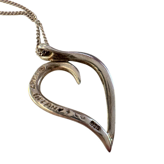 Tiffany & Co Sterlilng Open Leaf Necklace