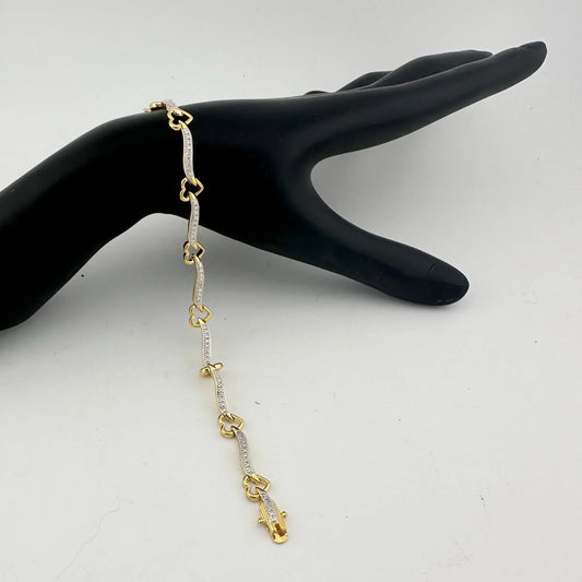 Beautiful Heart and Diamond Ribbon Bracelet - 14kt Gold overlay Sterling Silver - Spread Some Love! - A+ Stuff
