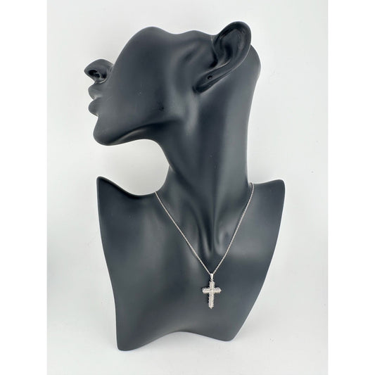 Shimmering 1/2 ct Diamond Cross Necklace - Sterling SIlver