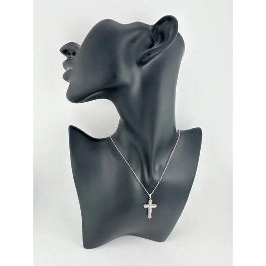 Shimmering 1/2 ct Diamond Cross Necklace - Sterling SIlver - A+ Stuff