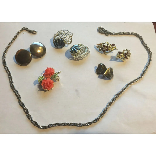 Womens Jewelry Set- 5 Pairs of Clip on Earrings & 1 Necklace (24") - A+ Stuff