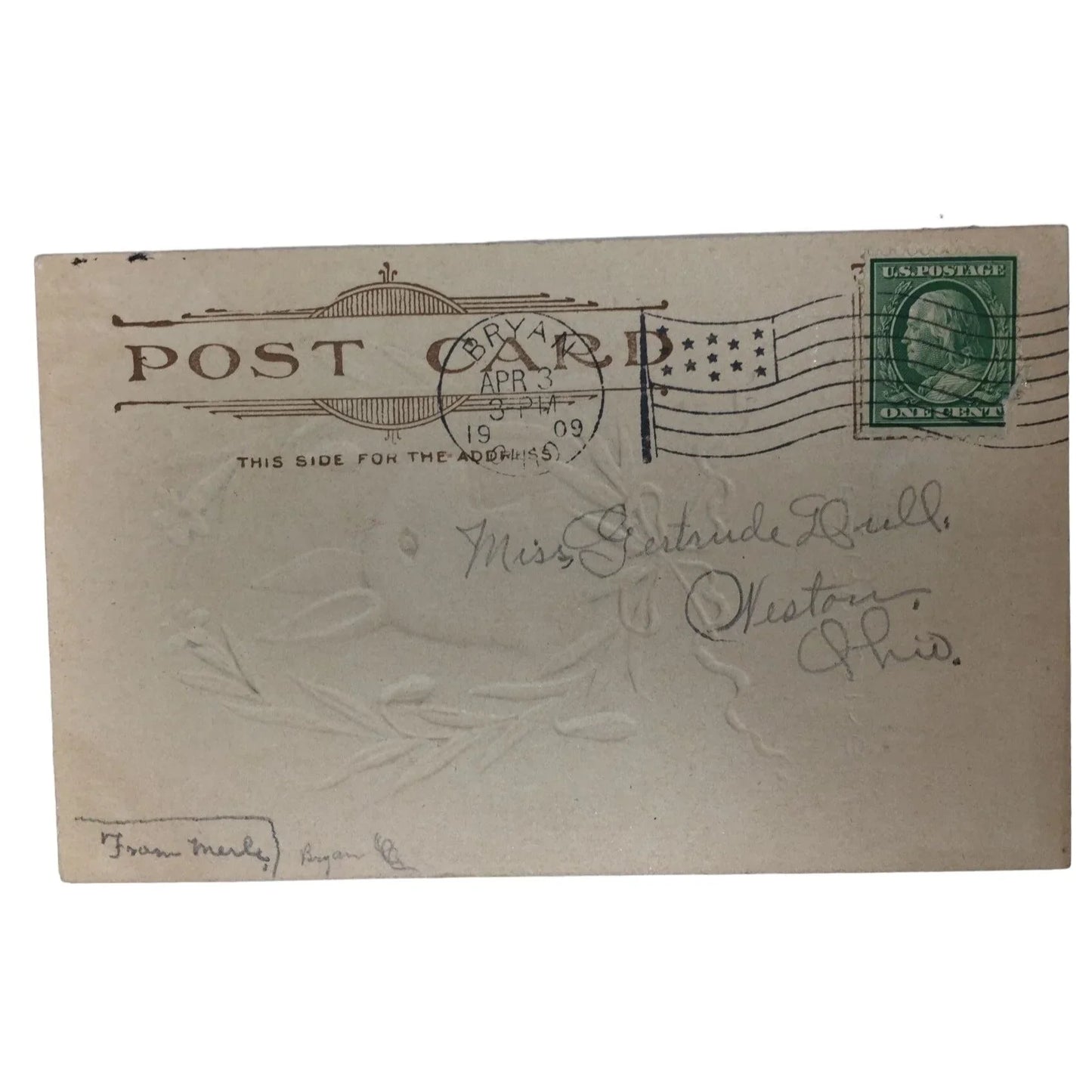 Easter Greeting Antique Post Card Apr 3, 1909 with Easter Bunny/Rabbit A+ Stuff A+ Stuff