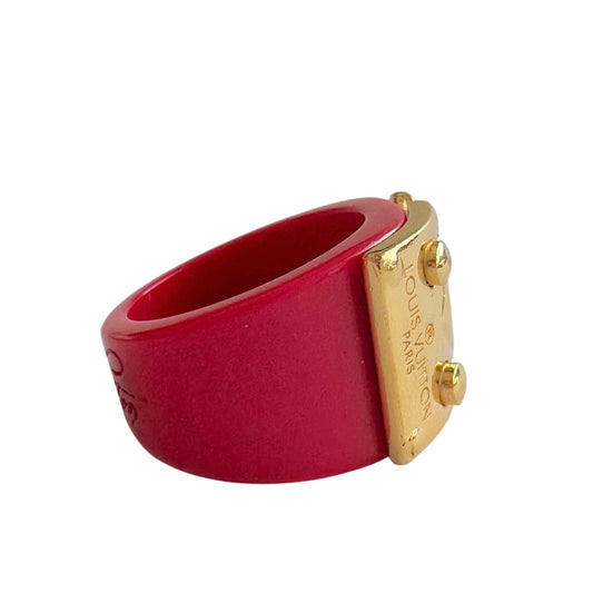 Louis Vuitton LockMe Fuchsia Resin Gold Tone Ring