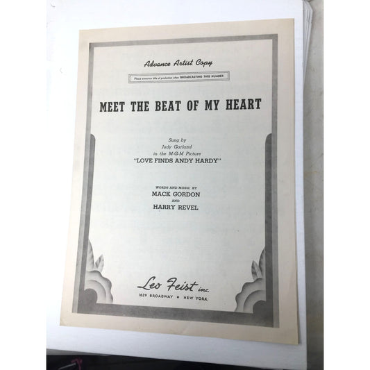 Vintage 'Meet the Beat of My Heart' Sheet Music - A+ Stuff