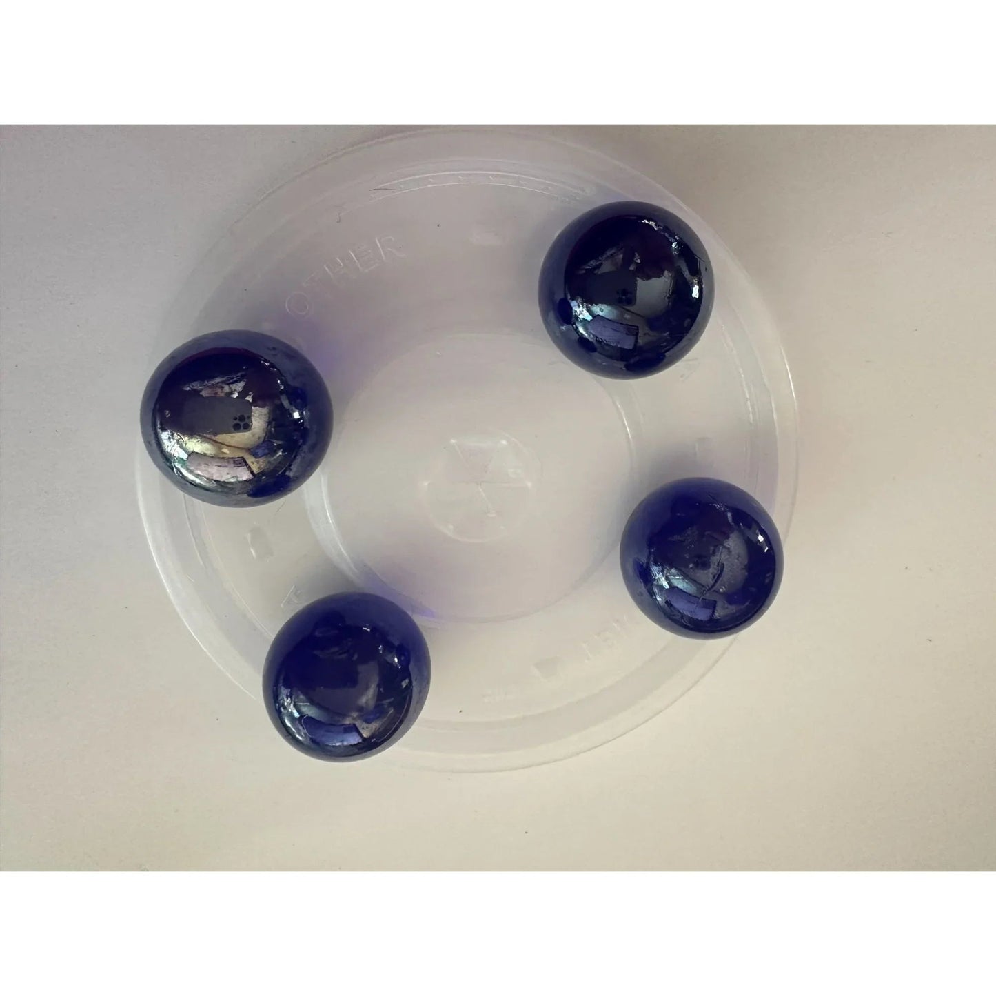 4 Vintage Navy Blue Shiny Large Glass Shooter Marbles - A+ Stuff - Collectibles - A+ Stuff