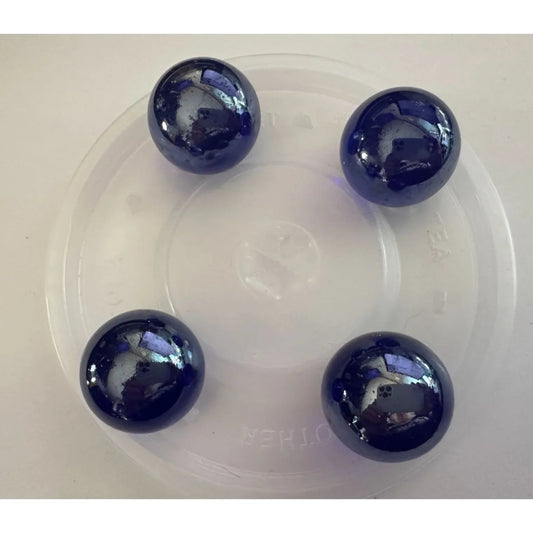4 Vintage Navy Blue Shiny Large Glass Shooter Marbles - A+ Stuff - Collectibles - A+ Stuff