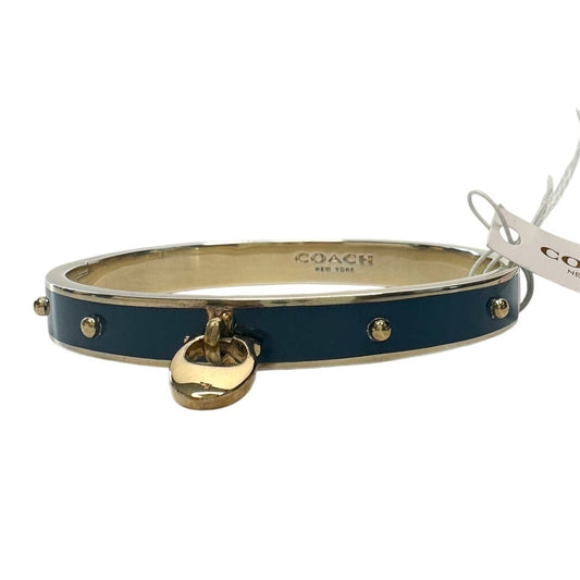 Coach Enamel Riveted Signature C Hinge Bangle Bracelet Teal Green- NWT