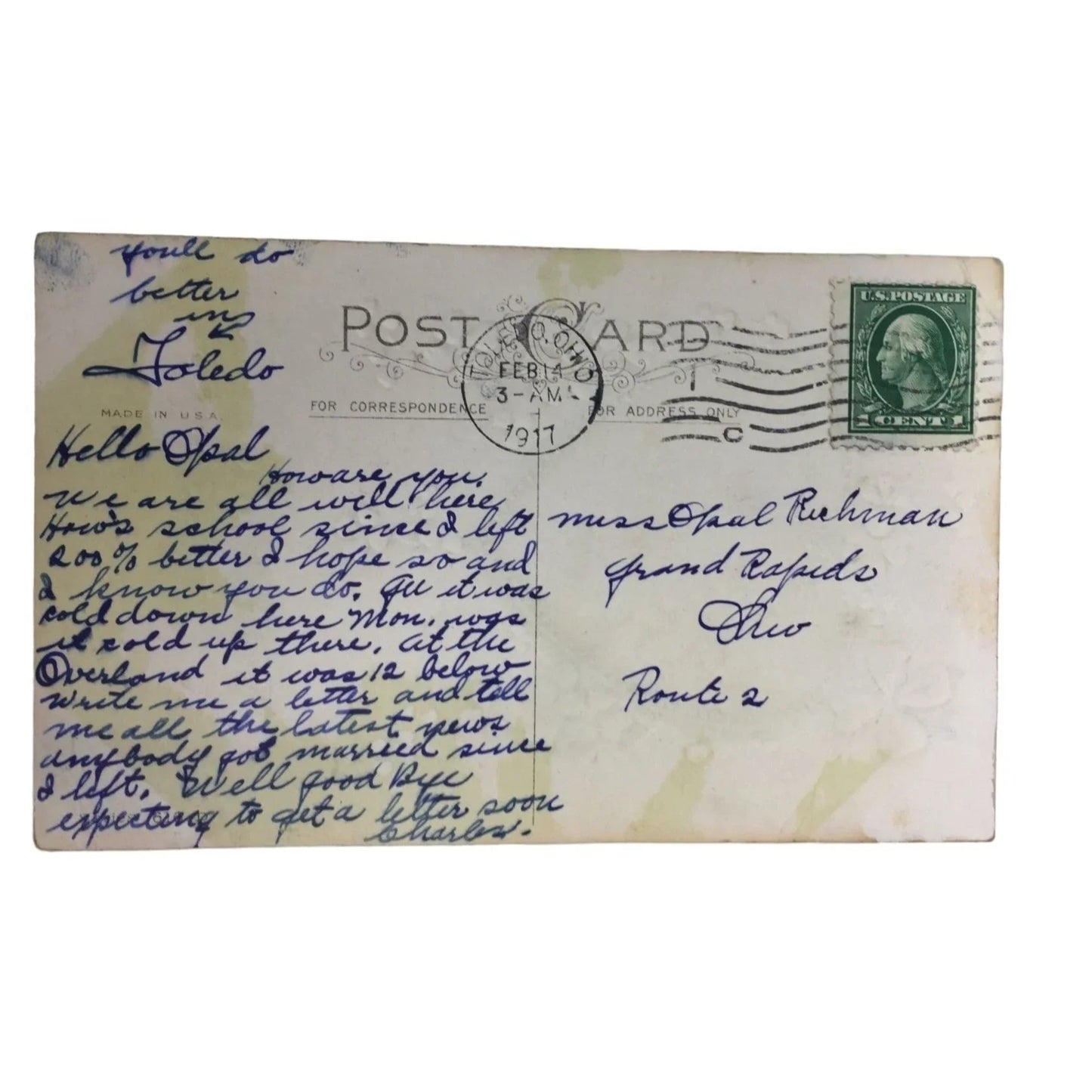 Vintage Collectible 1917 Valentines Day Postcard "Valentine Greetings" A+ Stuff A+ Stuff