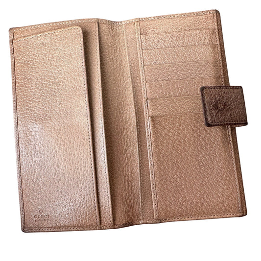 Gucci Beige Pebbled Leather Long Wallet