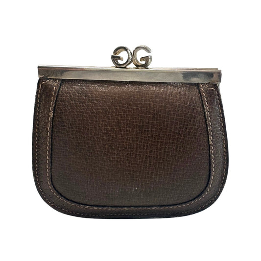 Gucci GG Kiss Lock Coin Pouch - Leather with Silver Hardware - Great Vintage Gucci Find!