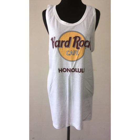 Hard Rock Cafe Honolulu Size Large Unisex White Tank Top - A+ Stuff